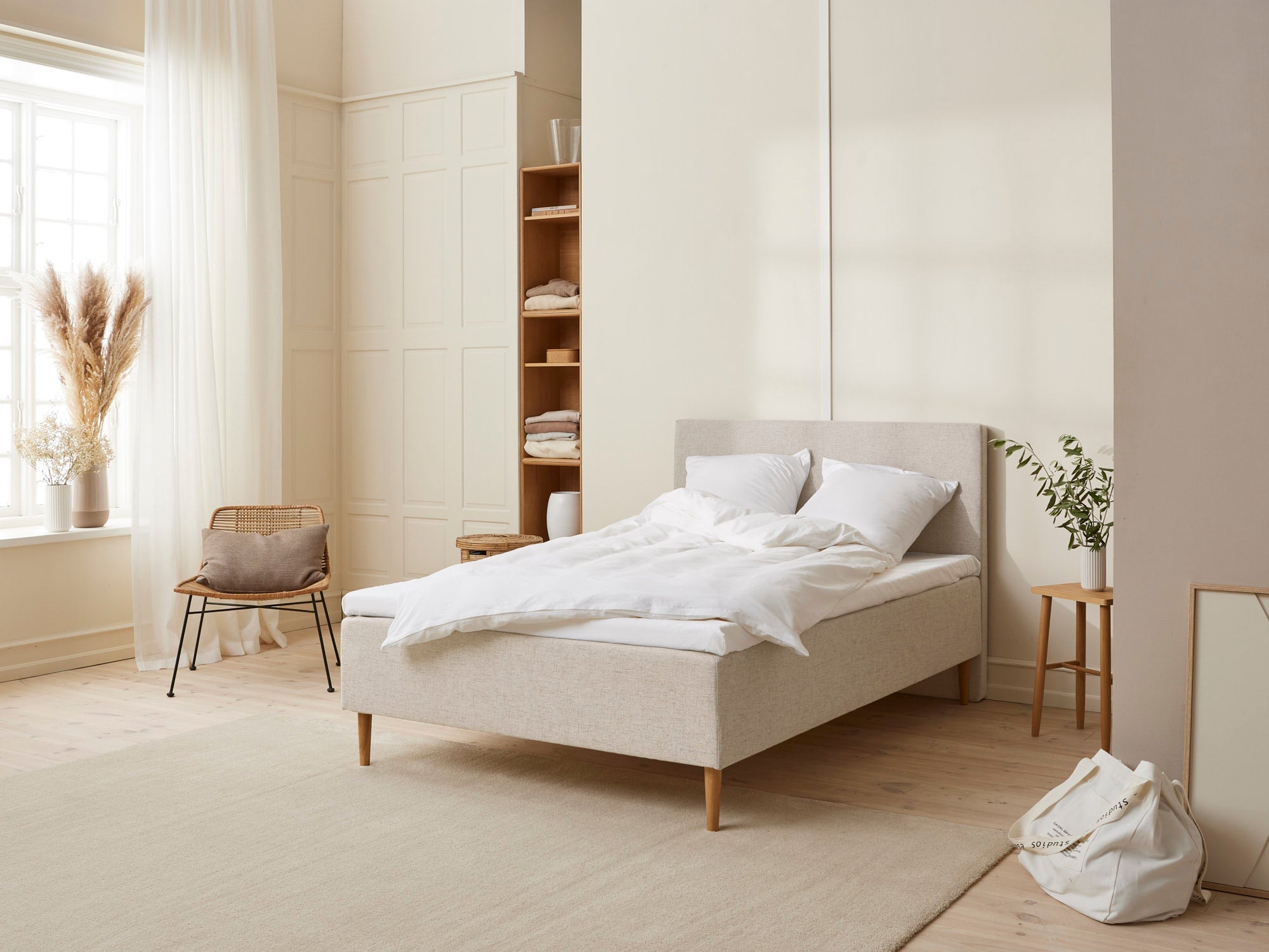 Majestæt - Trykaflastende | Boxmadras (Sand) 105x210 cm.