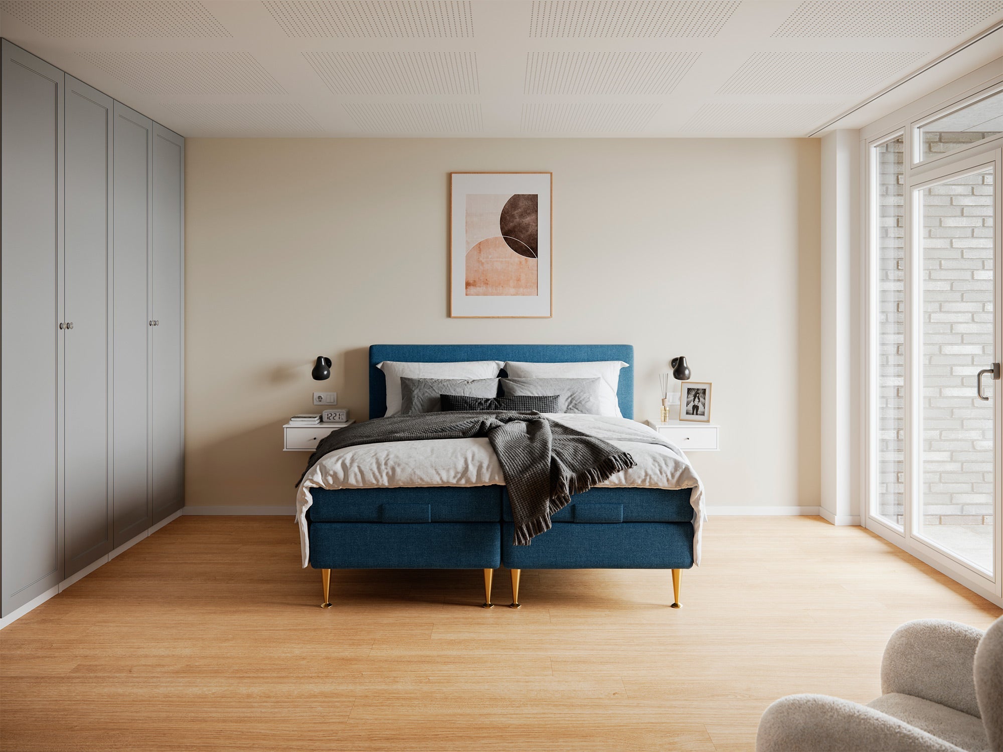 Monark - Platin | Elevation (Blå) 180x200 cm.
