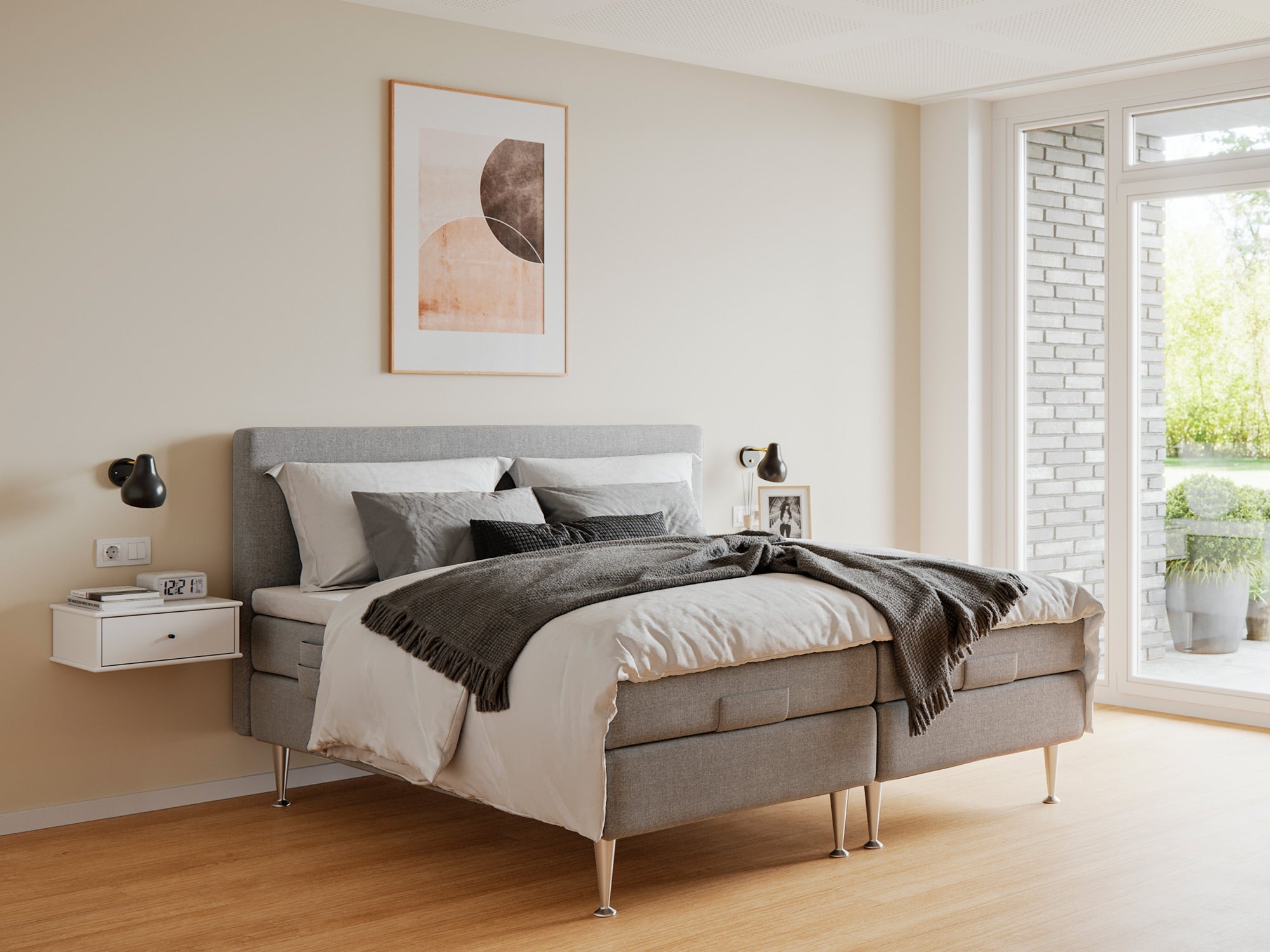 Monark - Platin | Elevation (Lysegrå) 180x200 cm.