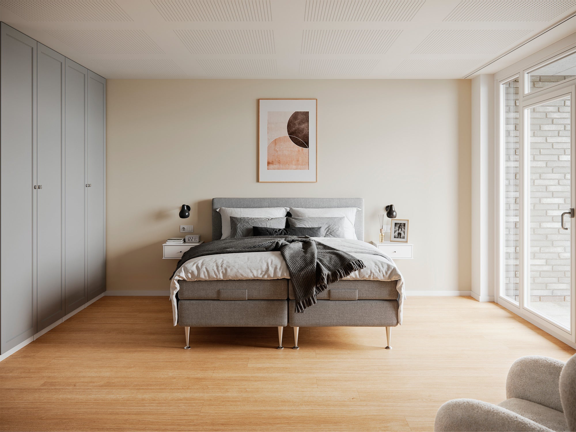 Monark - Platin | Elevation (Lysegrå) 160x200 cm.