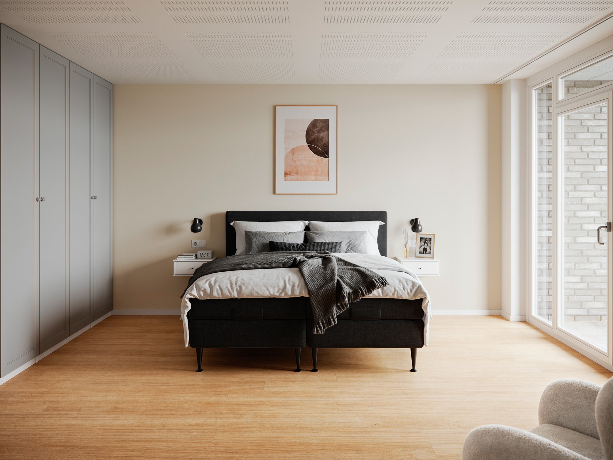 Fabrikkens - Platin | Elevation (Sort) 210x210 cm.