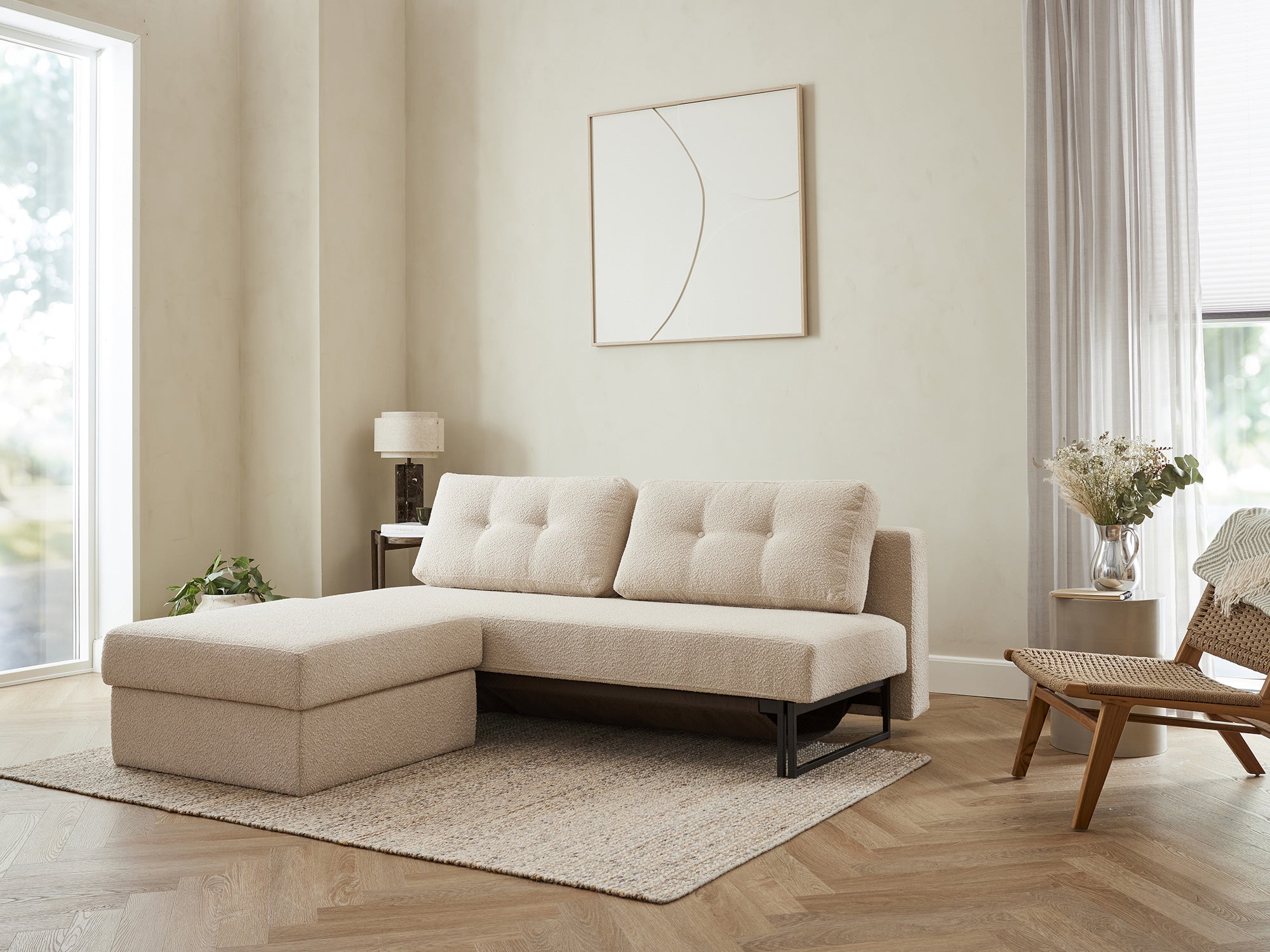 Sovesofaen - Boucle | Sovesofa (Sand) 140x200 cm.