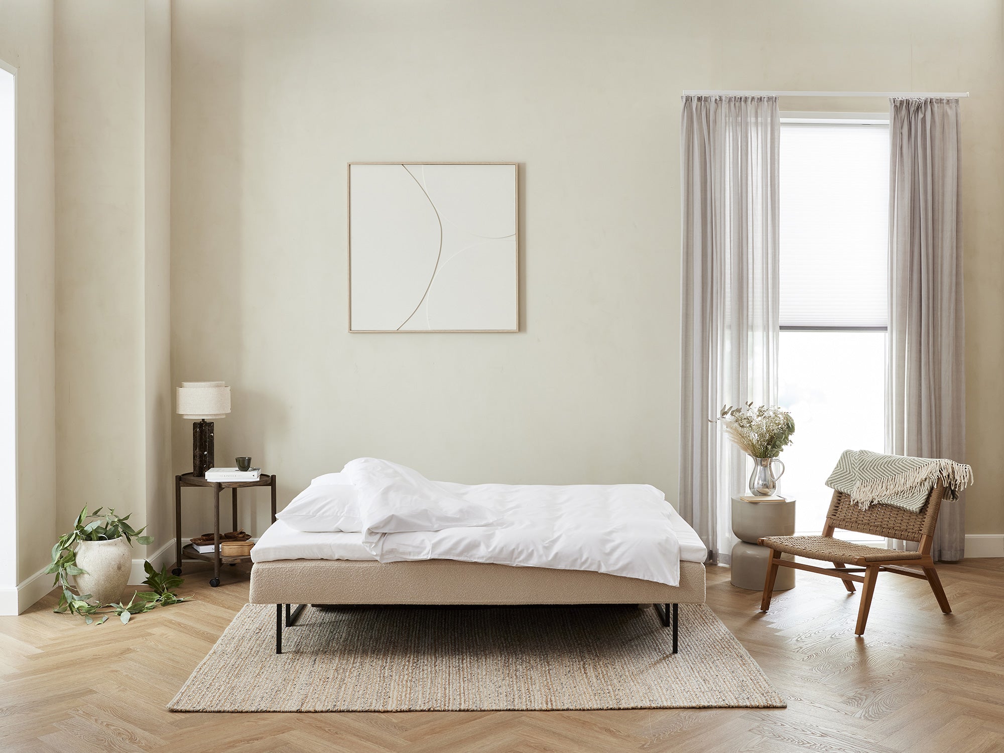 Sovesofaen - Boucle | Sovesofa (Sand) 140x200 cm.
