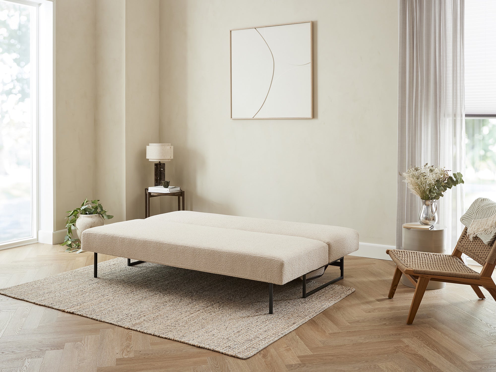 Sovesofaen - Boucle | Sovesofa (Sand) 140x200 cm.