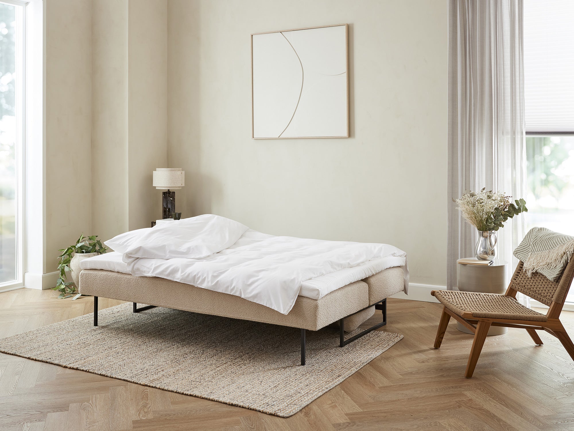 Sovesofaen - Boucle | Sovesofa (Sand) 140x200 cm.