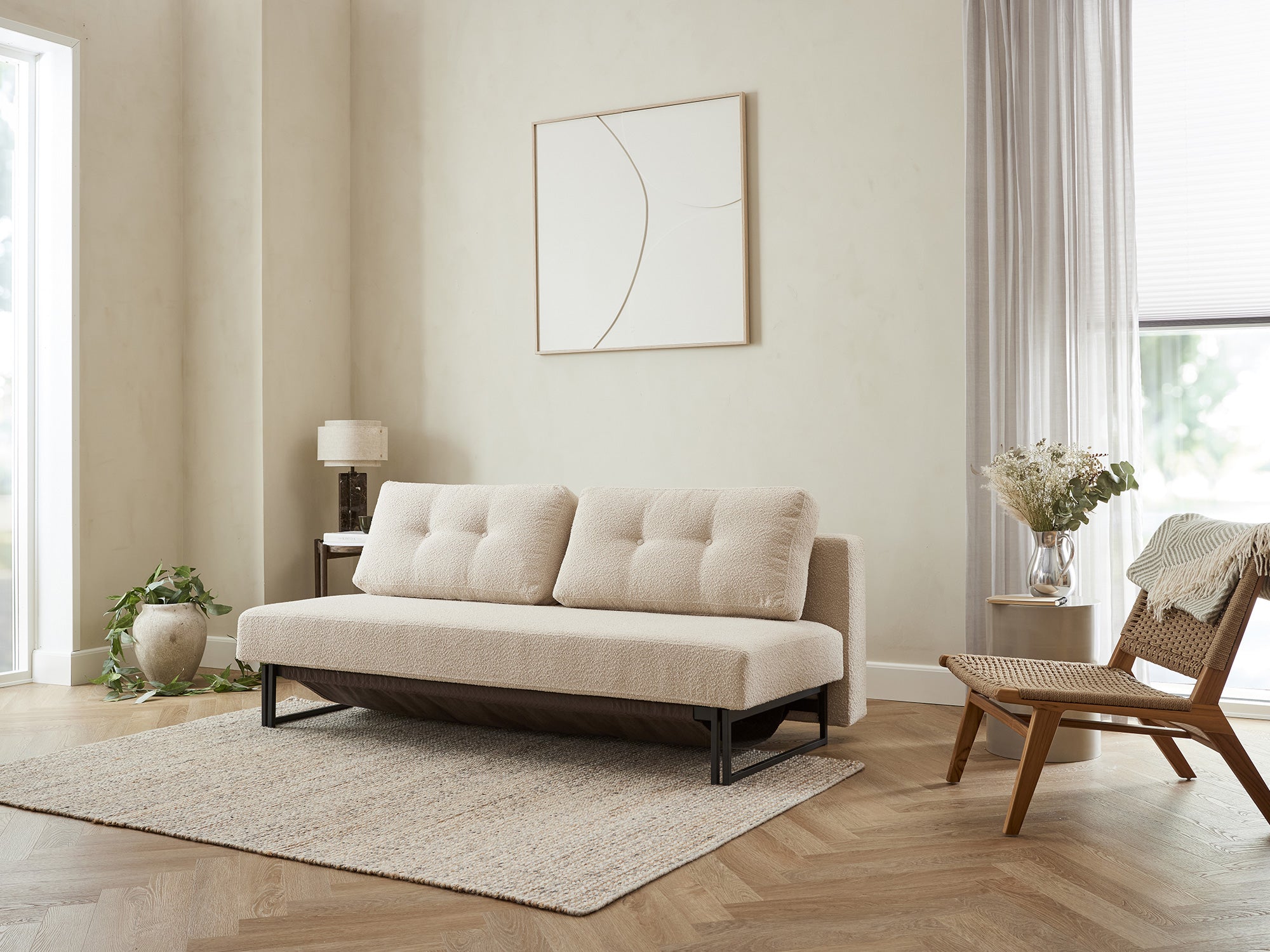 Sovesofaen - Boucle | Sovesofa (Sand) 140x200 cm.